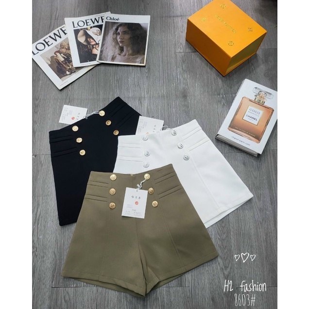 Quần Short Vải Cạp Cao 3 Màu 6 Khuy b150
