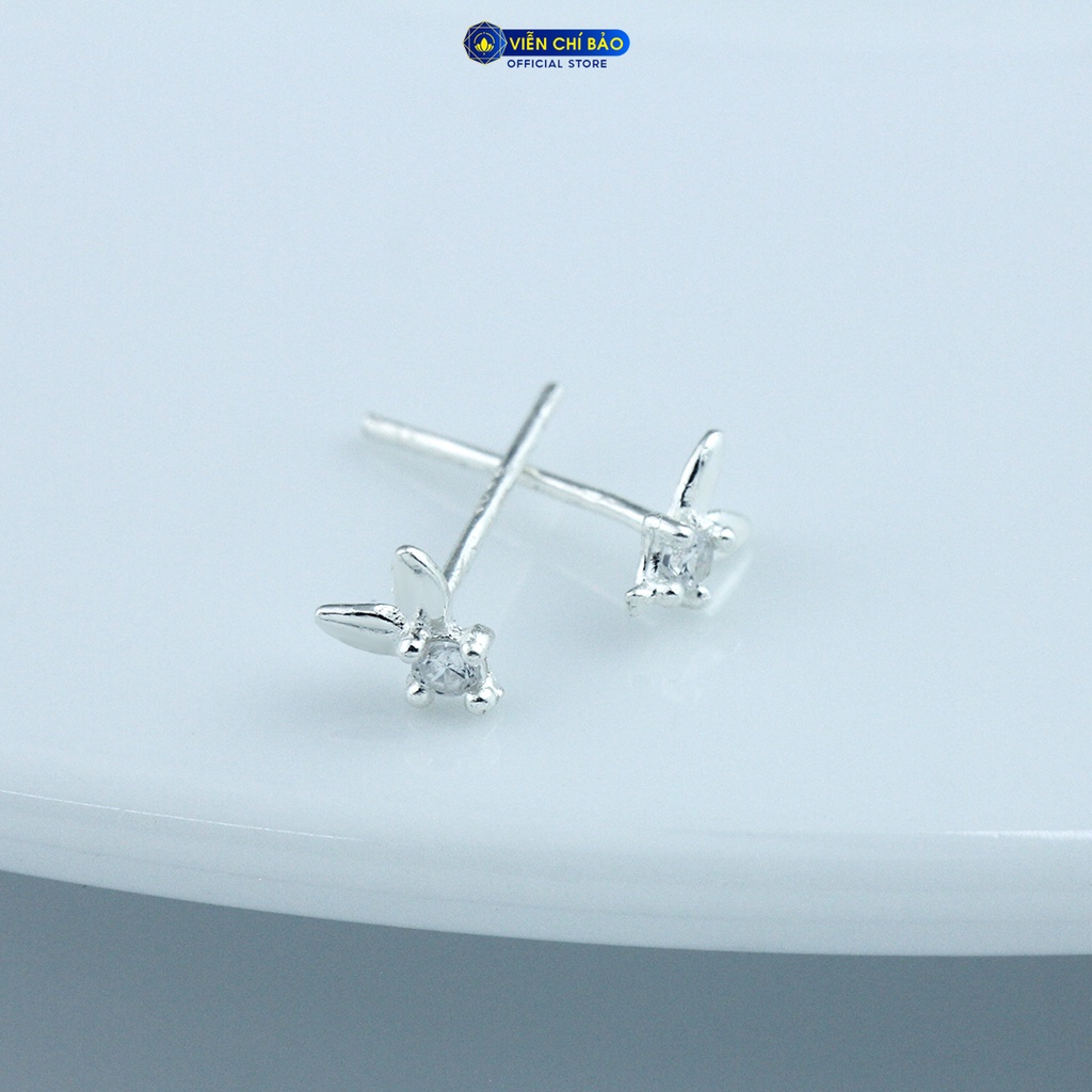 Bông tai bạc nữ chú thỏ đính đá chất liệu bạc 925 thời trang phụ kiện trang sức nữ Viễn Chí Bảo E0104