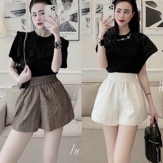 Quần đùi nữ mặc nhà cạp chun lưng cao