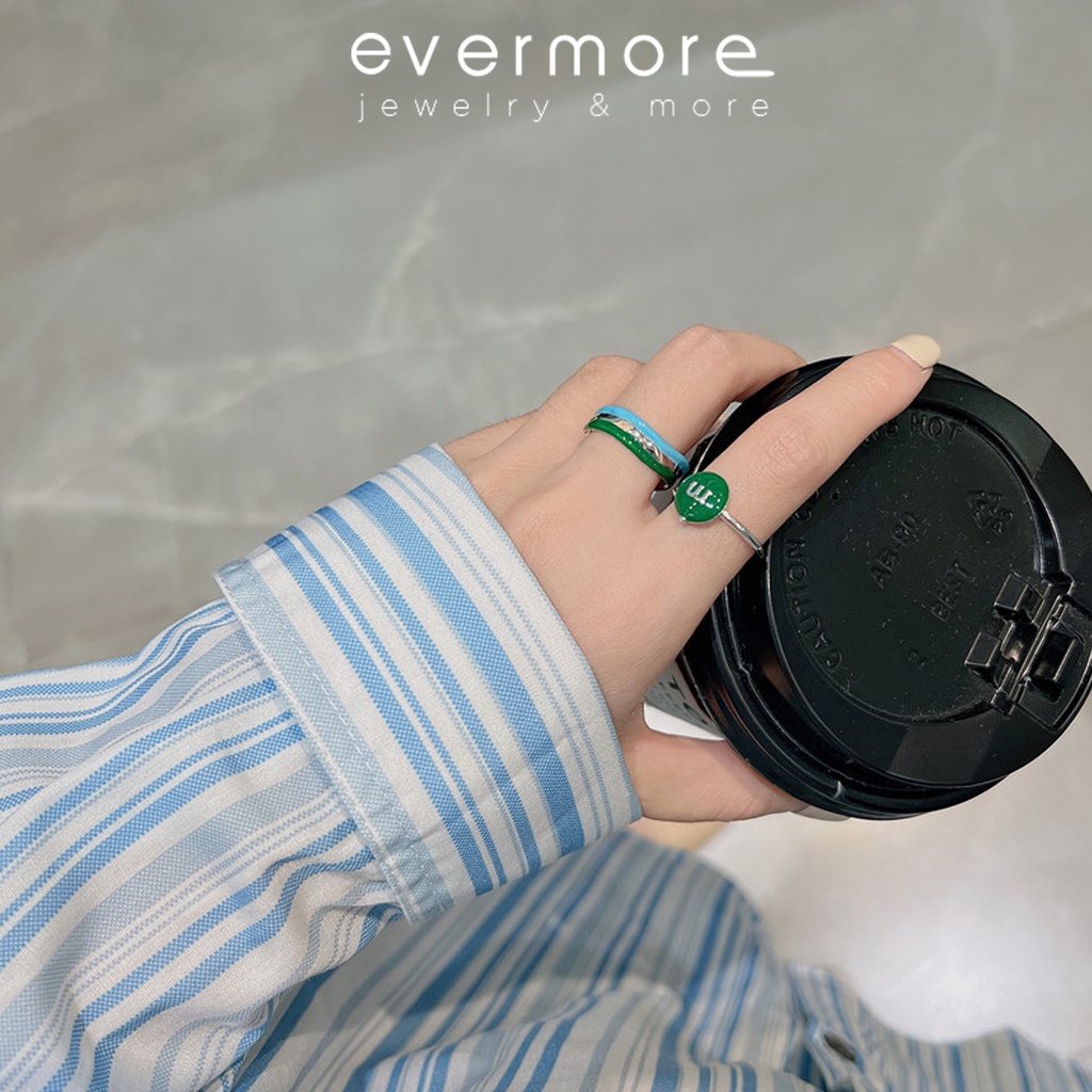 Nhẫn bạc S925 EVERMORE Colorful Candy Bean, Nhẫn bạc sơn màu trẻ trung hiện đại - N065