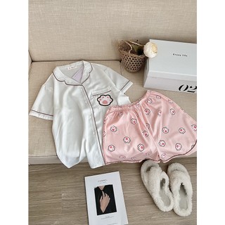 Đồ ngủ pyjama lụa mango cao cấp in hình dễ thương