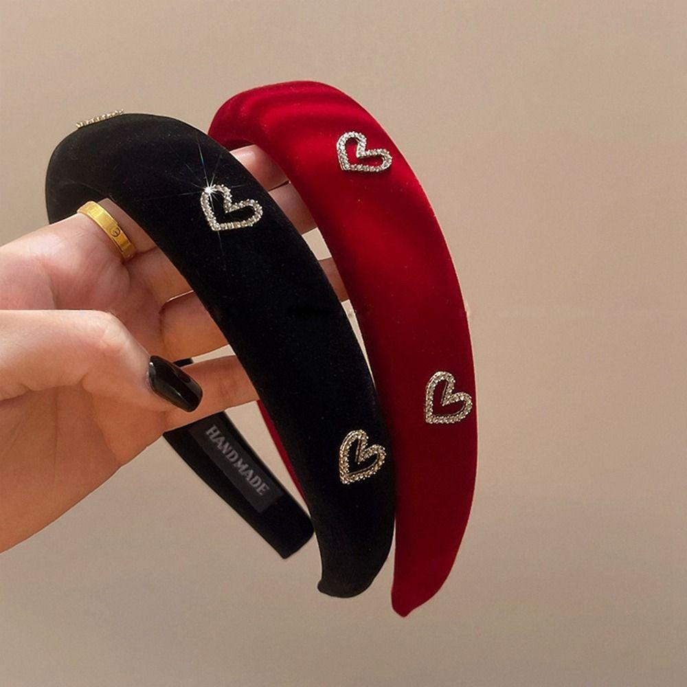 Băng Đô Cài Tóc Bằng Vải Nhung Màu Đỏ Dễ Thương Dùng Rửa Mặt VANES1