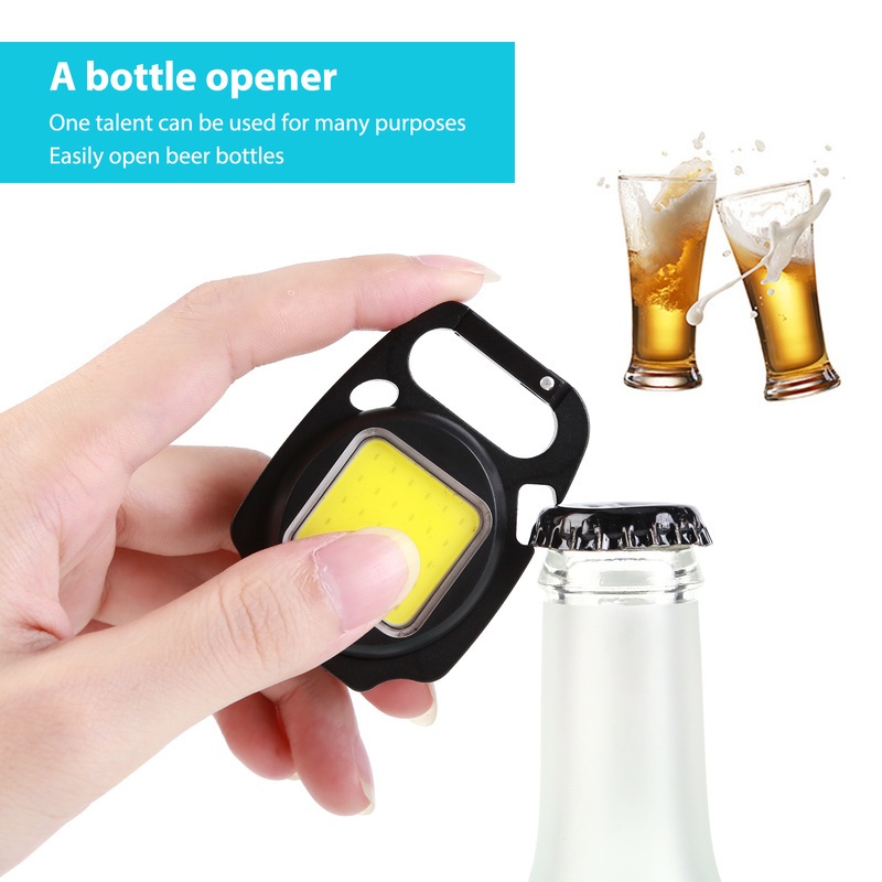 Móc khóa đèn led mini, đèn pin mini siêu sáng COB 800 Lumens đa năng chống nước, sạc usb