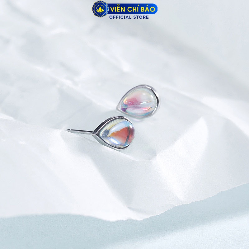 Bông tai giọt nước đá mặt trăng chất liệu bạc Thái 925 thời trang phụ kiện trang sức nữ Viễn Chí Bảo B000039