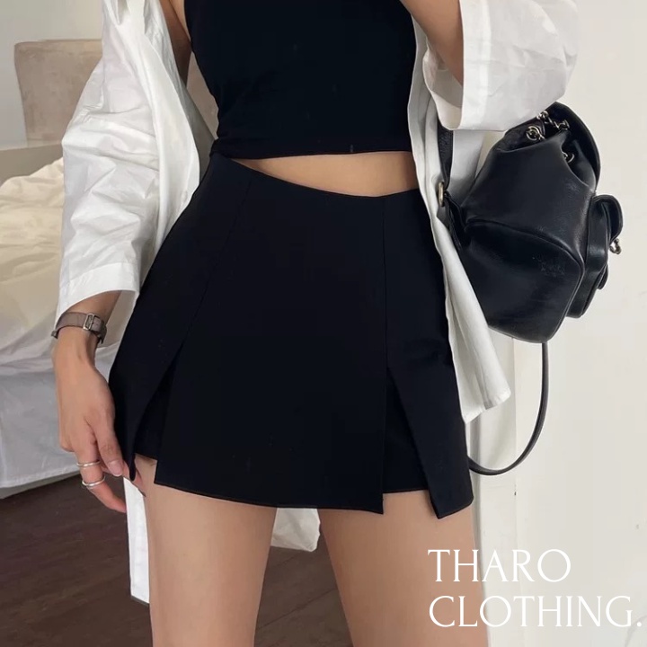 Quần Giả Váy Xẻ 2 Tà Bên Hông, Lưng Cao Quyến Rũ - Tharo Clothing [VAY000001]