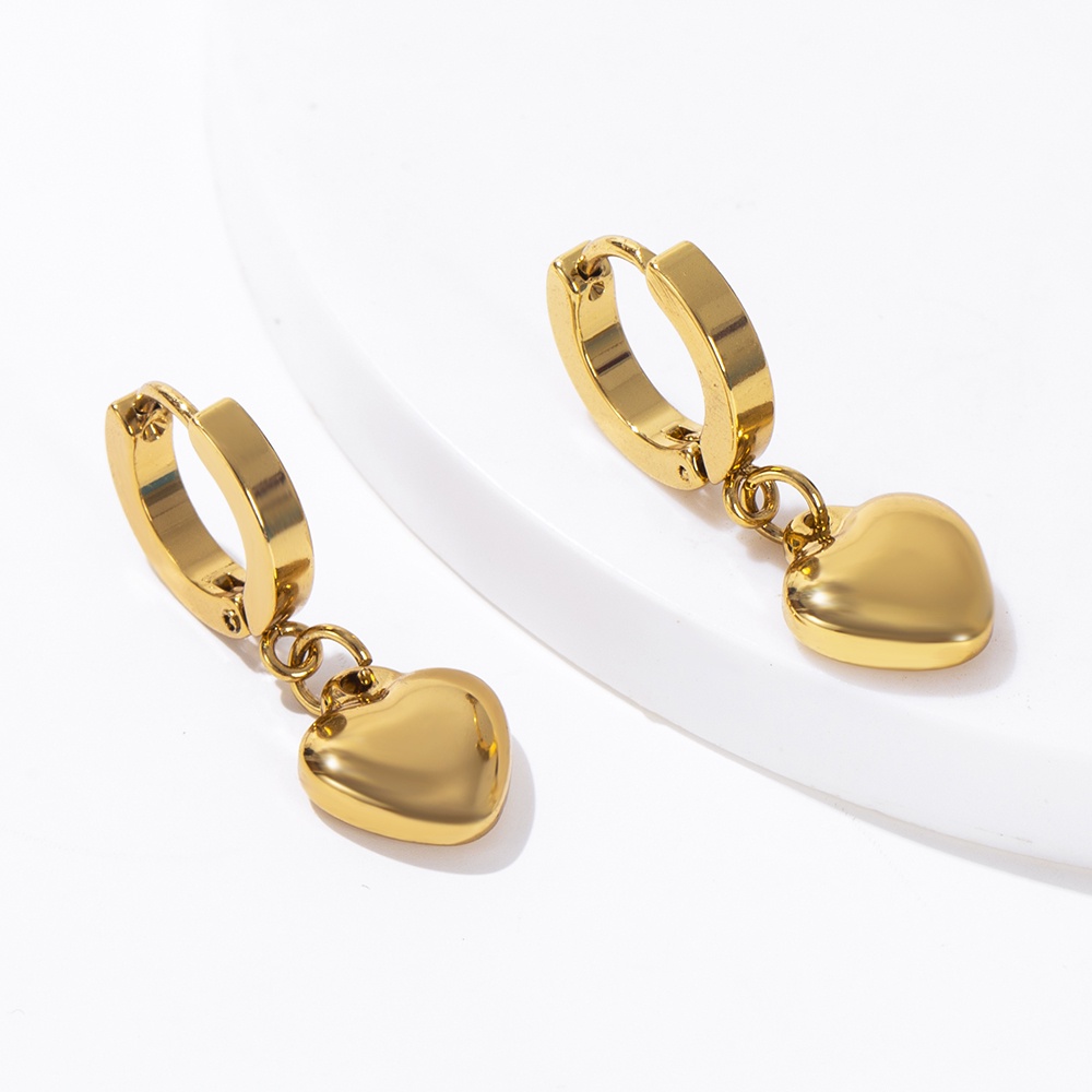 Bông Tai Mạ Vàng 18K Hình Tròn / Thánh Giá Bằng Thép Không Gỉ Không Gây Dị Ứng Thời Trang Cho Nữ