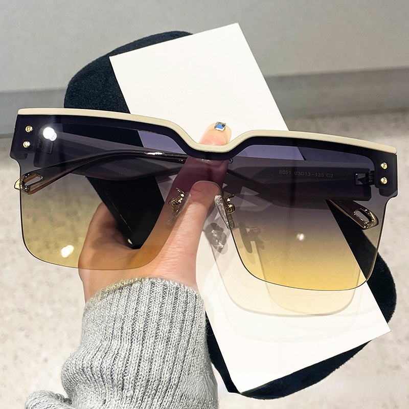 Kính Mát Một Nửa Gọng Chống Tia UV Phong Cách Âu Mỹ Thời Trang Mới Cho Nữ