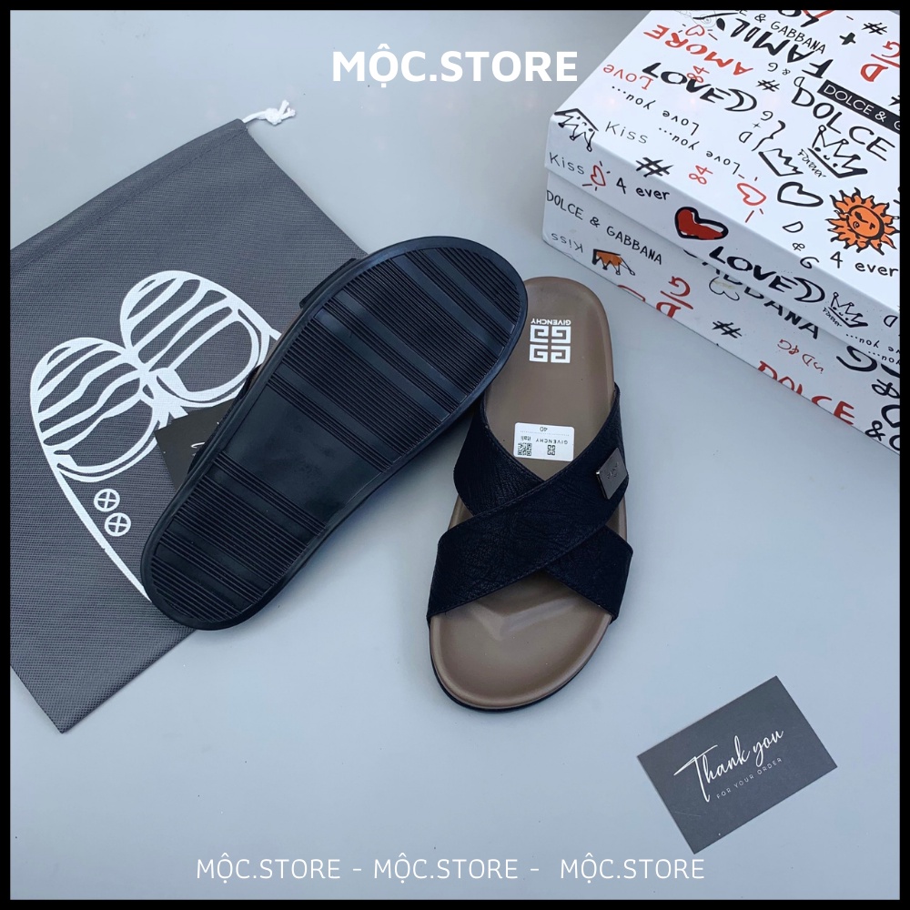 Dép Da Quai Chéo Nam Nữ Gyvenchy , Dép quai chéo , Dép da bò đế cao su siêu chất có bảo hành Full Box.