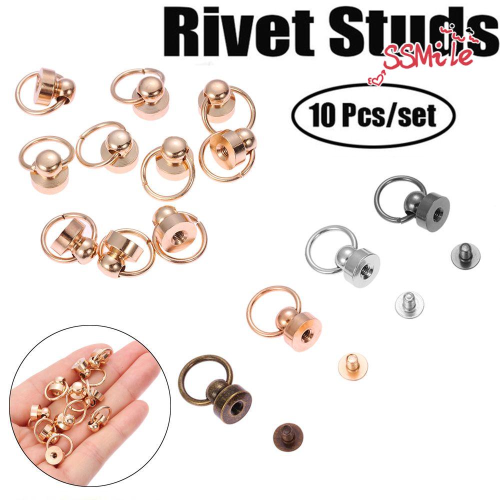 Set 10 Đinh Tán Đầu Tròn Bằng Đồng Thau Dùng Để Trang Trí Quần Áo / Túi / Giày