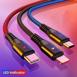 Cáp sạc micro usb type c có đèn led cho điện thoại xiaomi samsung