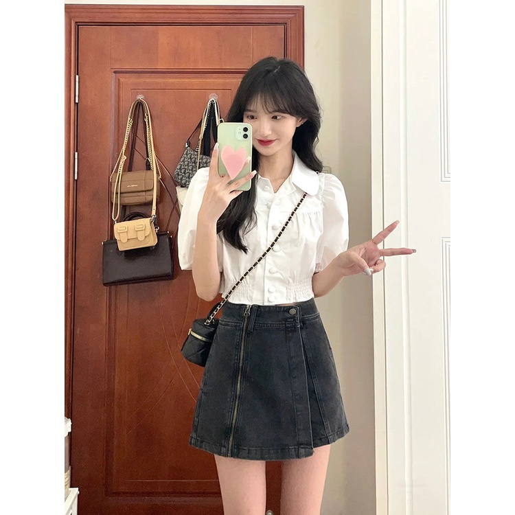 Áo sơ mi nữ COZOKC dài tay cổ bẻ thời trang Hàn Quốc