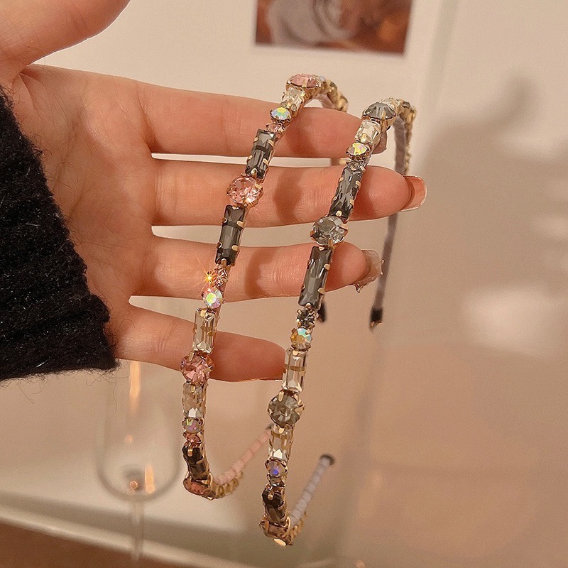 Băng đô cài tóc CHLINS hợp kim bản mỏng đính đá pha lê nhân tạo thời trang dành cho nữ