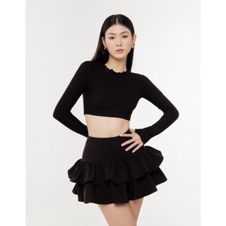 ITSCICICO - Áo croptop Hayley tay dài thun dệt kim ánh nhũ