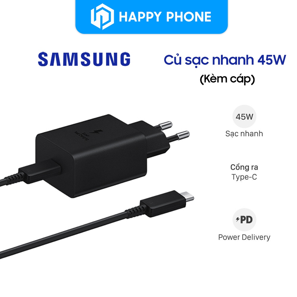 Củ Sạc Type C Samsung 45W (kèm cáp) - Hàng chính hãng, Mới 100%