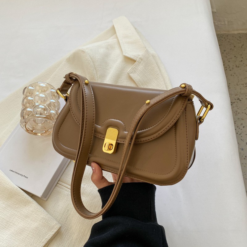 Túi Đeo Chéo Màu Trơn Phong Cách Retro Thời Trang Cho Nữ