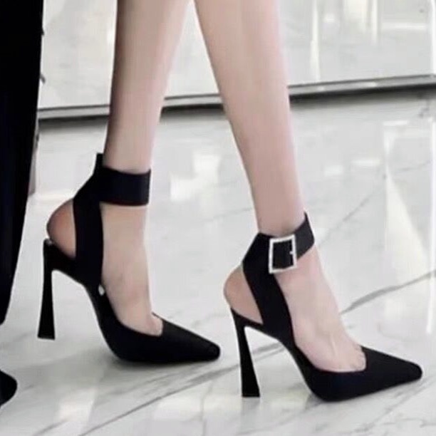 Giày Cao Gót Mũi Nhọn Bằng Da Satin Lấp Lánh Thời Trang Cho Nữ 3.54 Inches