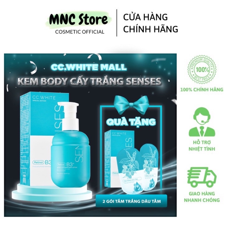 Kem dưỡng trắng da toàn thân SENSES WHITE, Kem body giúp da trắng sáng mờ thâm sạm - MUA 2 TẶNG 1