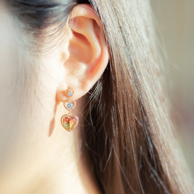 Bông Tai Hình Trái Tim Màu Gradient Phong Cách Âu Mỹ Cho Nữ