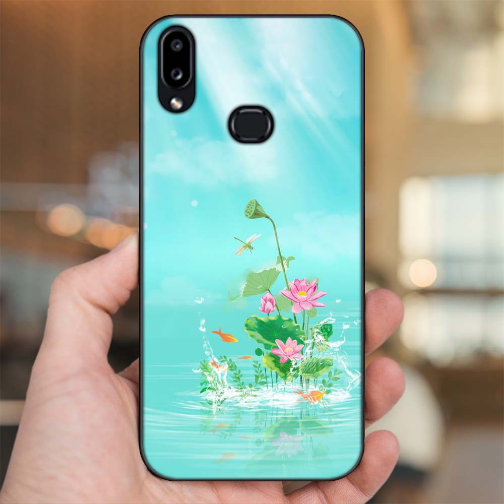 Ốp lưng Samsung A10S viền đen in hình Hoa Sen Hoa Đẹp