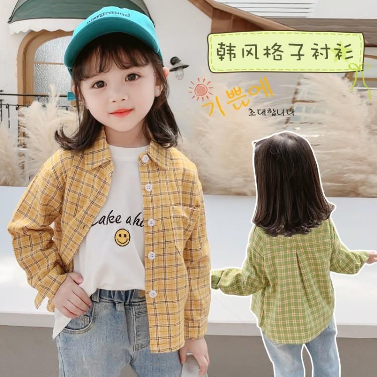 Áo Khoác Sơ Mi Tay Dài Họa Tiết Caro Thời Trang Xuân Thu Cho Bé Gái