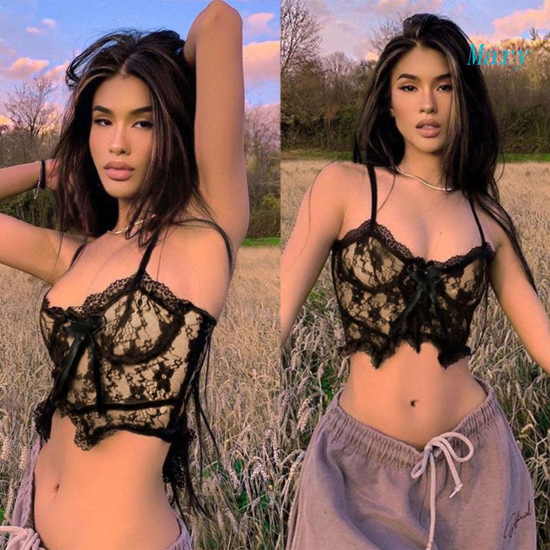 Áo Croptop Hai Lớp Cổ Chữ V Phối Ren Hoa Có Khóa Kéo Sau Lưng Phong Cách Gothic Quyến Rũ Cho Nữ