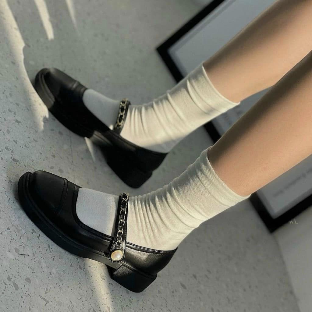 Giày Mary Jane - Giày búp bê FANLISHA Quai Ngang Trơn Xích Đế Độn 3p QCCC