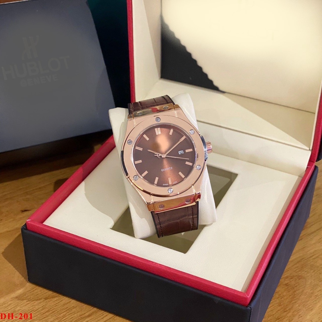Đồng hồ nam HBot dây da nam full box bảo hành 12th-viền mạ crom chống gỉ