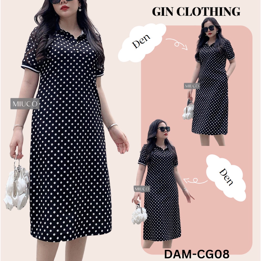 Đầm trung niên tặng mẹ MIUCO, đầm polo chấm bi CG-08, kiểu dáng suông năng động trẻ trung, thun cotton mềm mịn |BIGSIZE|