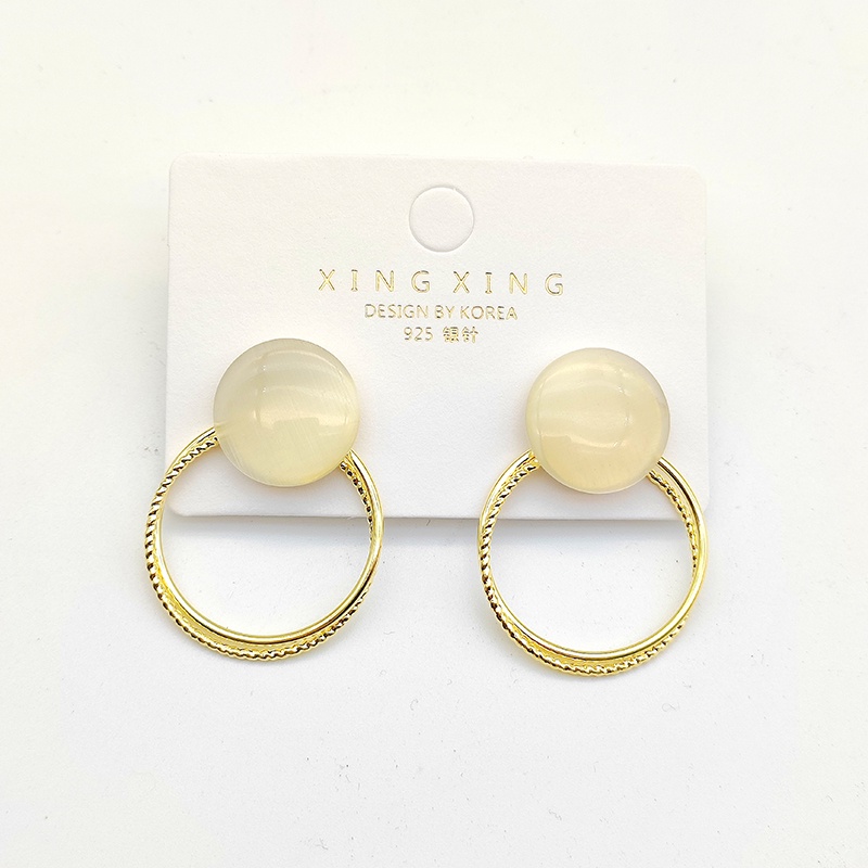 Bông Tai Mạ Vàng 925 Đính Ngọc Bích Thời Trang Thanh Lịch Dành Cho Nữ