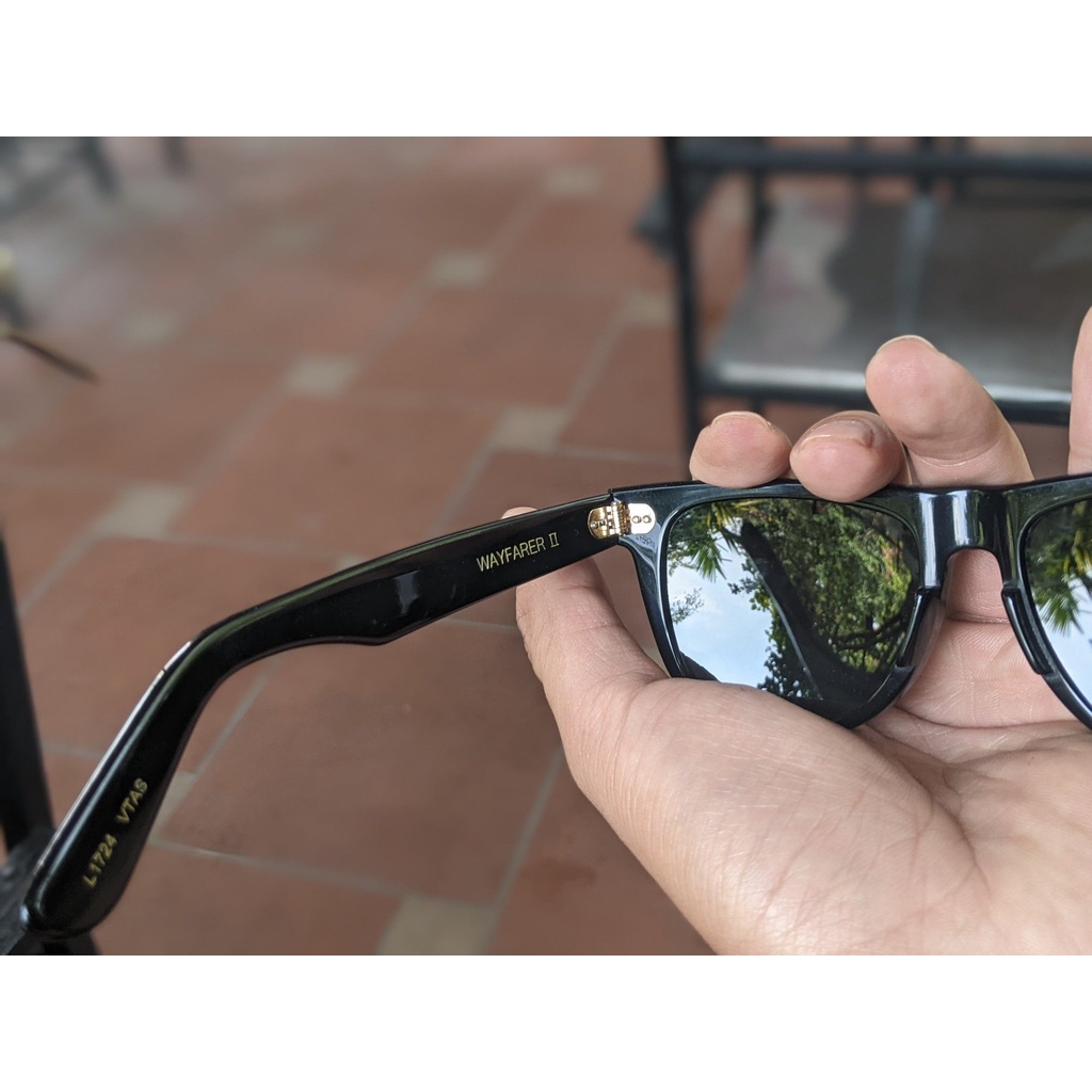Kính Rayban wayfarer của Mỹ, 2nd, nguyên zin, tròng thủy tinh màu đen. Ảnh thật.