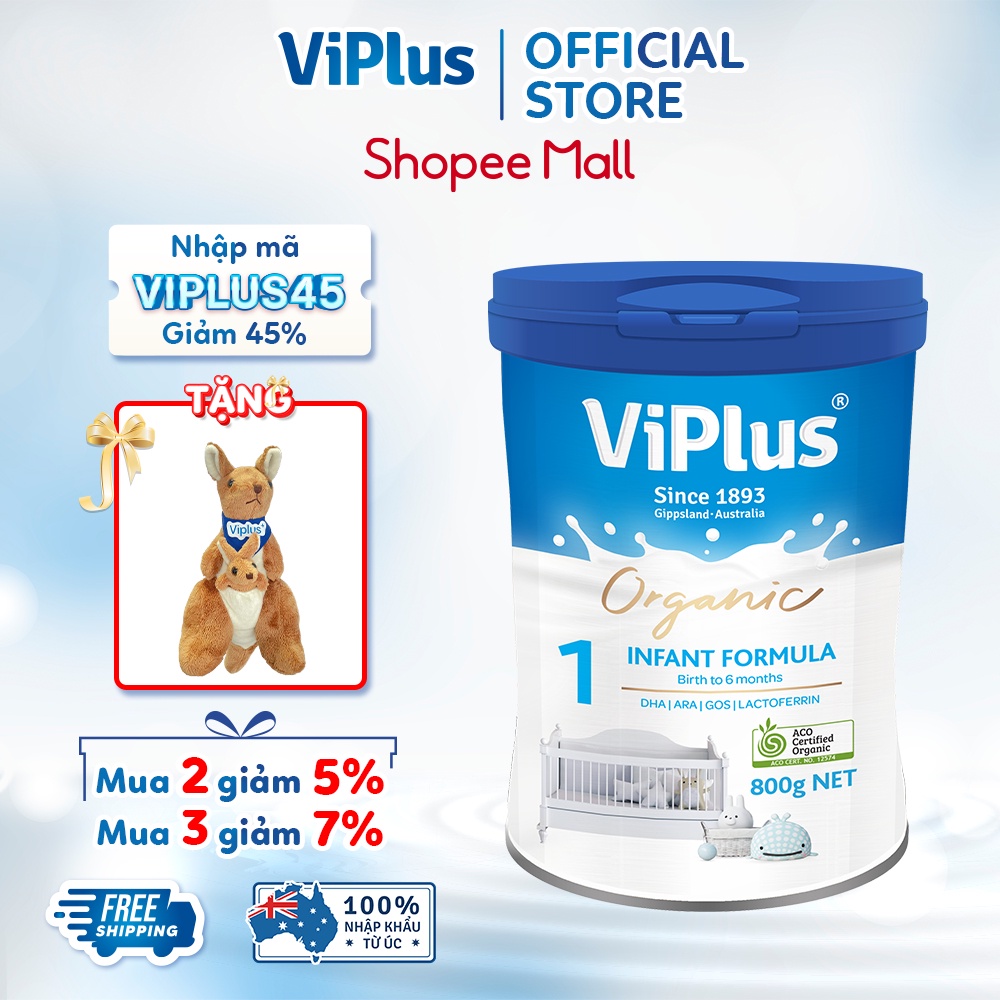 Sữa Bột Công Thức Hữu Cơ Viplus Organic Số 1 - 800G - Date 07.2023