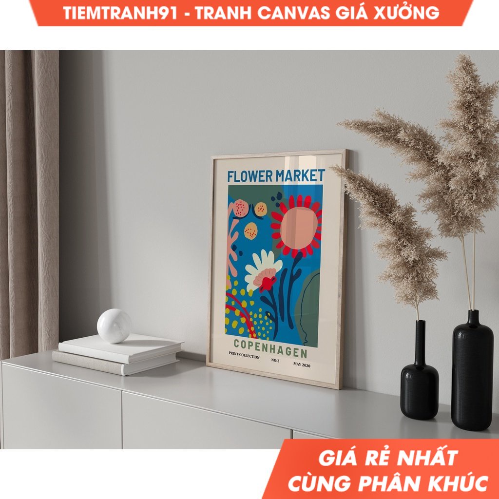 Tranh treo tường Flower Market, Flower Market Poster, Flower Market Copenhagen, Flower Shop Sign, Fl