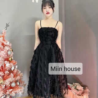 Váy 2 dây lông dáng dài