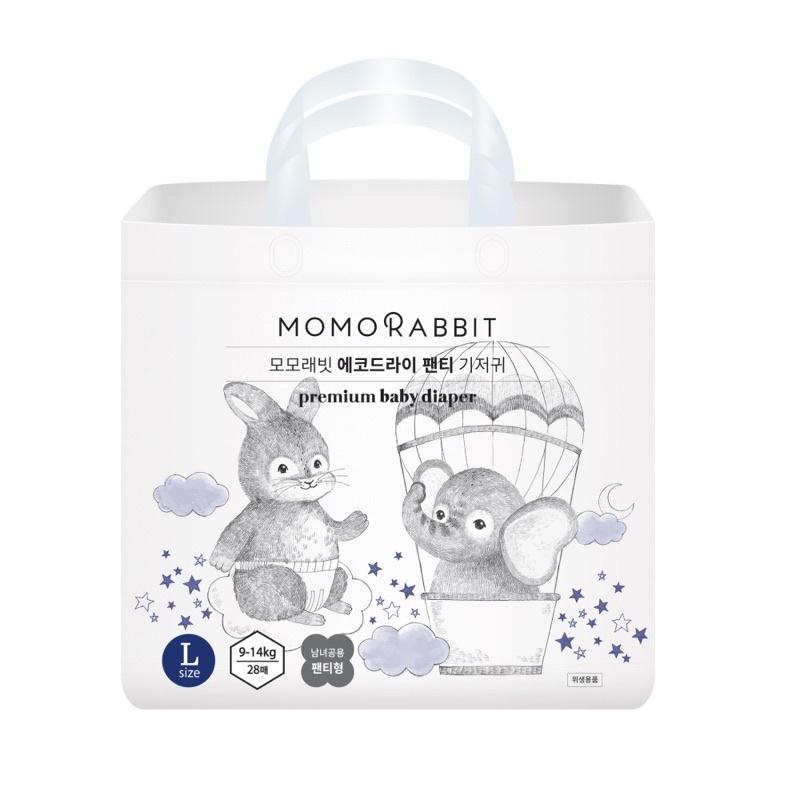 Tã/Bỉm quần ĐÊM MOMO RABBIT nội địa Hàn CHỐNG TRÀN size L/XL/XXL