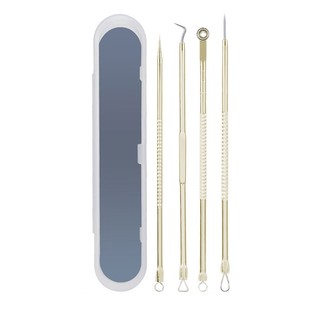Bộ nặn mụn 4 thanh màu vàng hồng bằng thép không gỉ giá sỉ