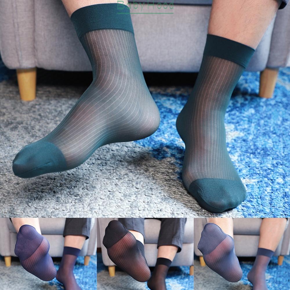 Socks Wide Striped Breathable Business Dress See Through Sheer Stocking#BBHOOD
