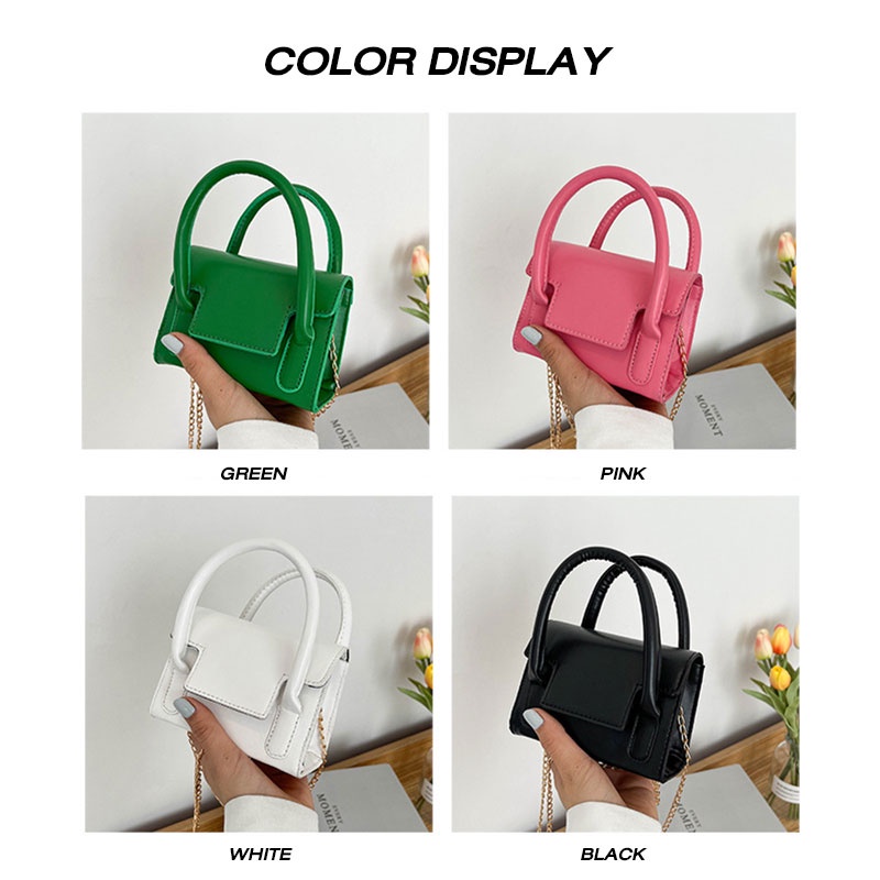 Menas Túi Đeo Chéo Da PU Hình Vuông Màu Trơn mini Thời Trang Cho Nam Và Nữ