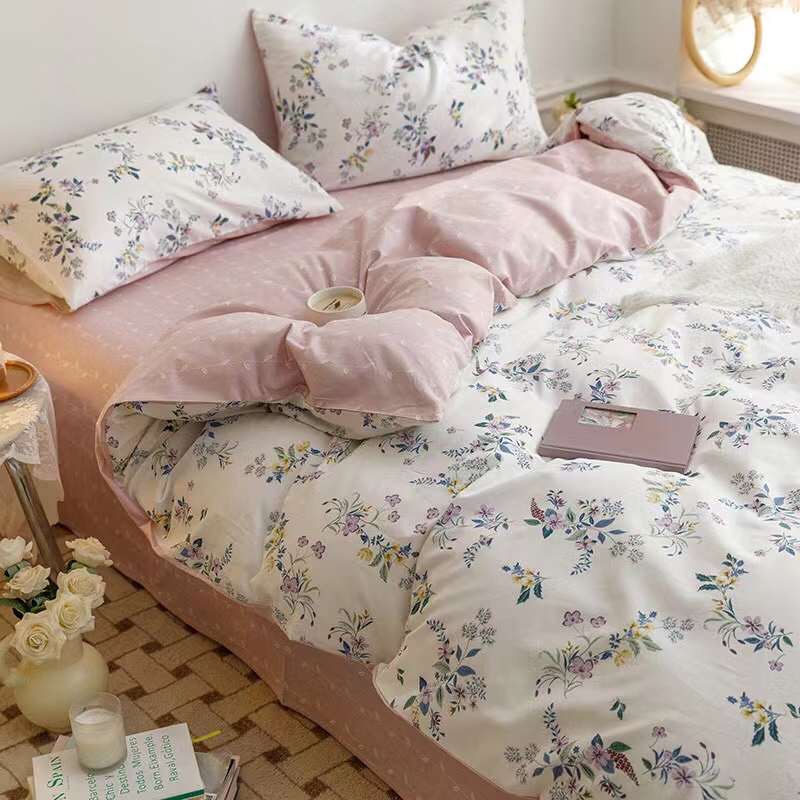 Chăn Ga Gối Cotton Living 💝 FREESHIP 💝 Bộ Chăn Ga Cotton 100% "Rừng Hoa Nhí " nhập khẩu 4 món