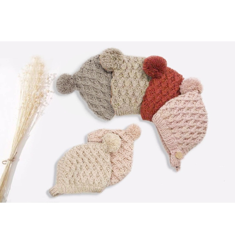 Mũ Len Beanie Mềm Mại Dày Dặn Giữ Ấm Tai Dễ Thương Cho Bé Sơ Sinh