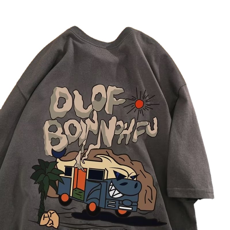 Áo Thun Tay Ngắn Cổ Tròn In Họa Tiết Thời Trang Phong Cách Hàn Quốc Cho Nam Size M-5XL