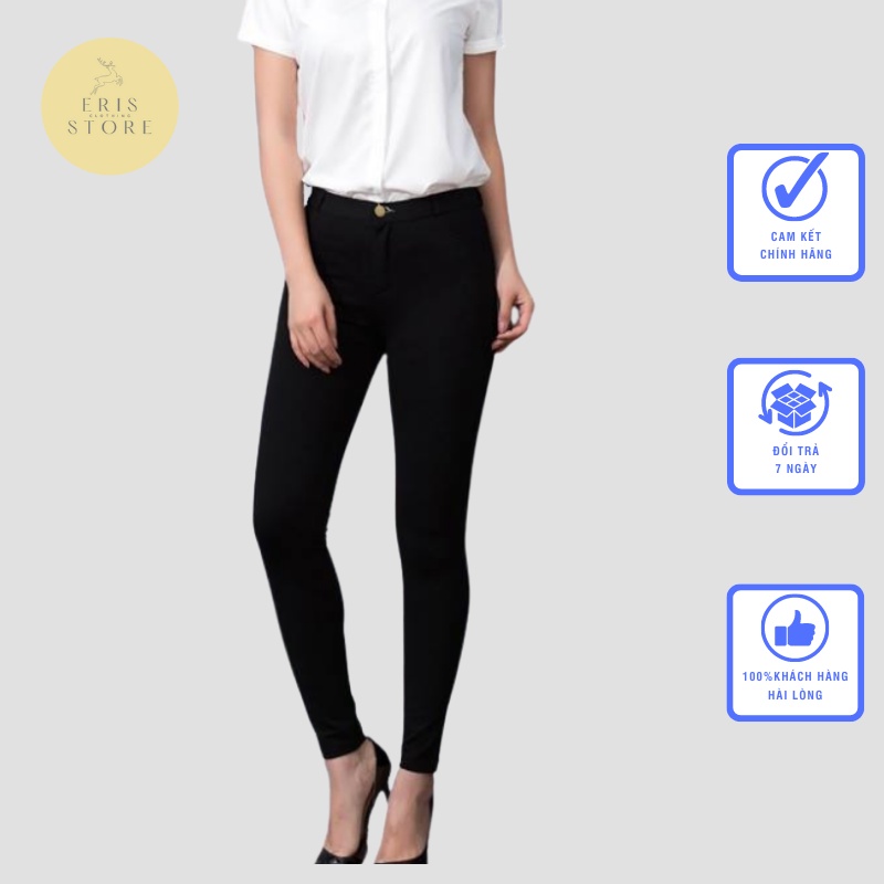 Quần tregging nữ Eris lưng cao dài dáng ôm body vải umi co dãn mặc đi làm công sở đi chơi màu đen kiểu jean