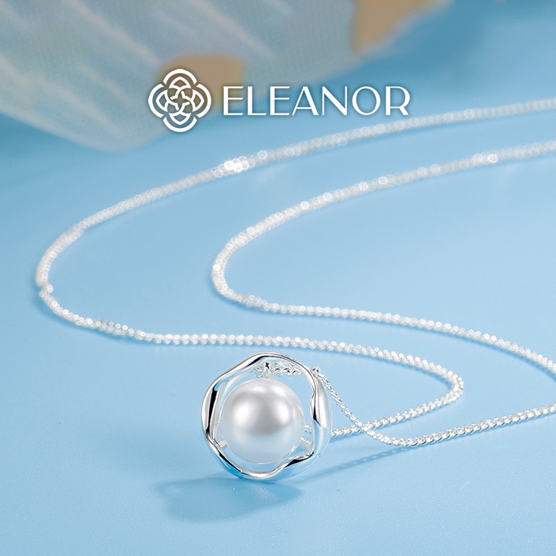 Dây chuyền nữ bạc 925 Eleanor Accessories mặt tròn đính ngọc trai nhân tạo phụ kiện trang sức 5269