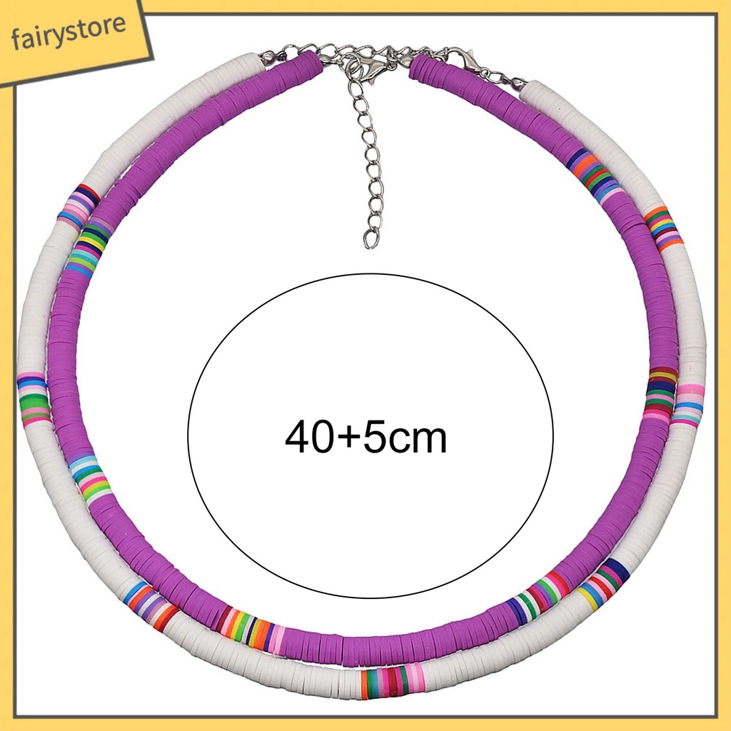 Vòng cổ Hạt Đất Sét Polymer Nhiều Màu Sắc Phong Cách Bohemian Dành Cho Nữ [Fairy1]