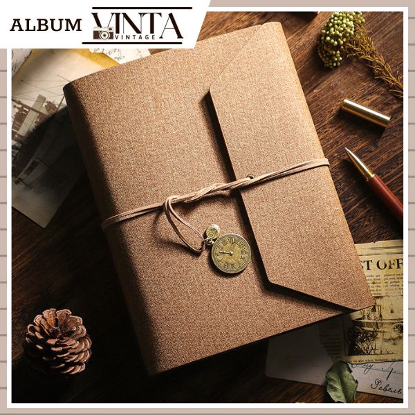 Album ảnh bìa da, Nhật ký bìa da Phong cách Vintage dán ảnh 2x3, 3x4, 4x6, 6x9, 9x12, 10x15 ALB2