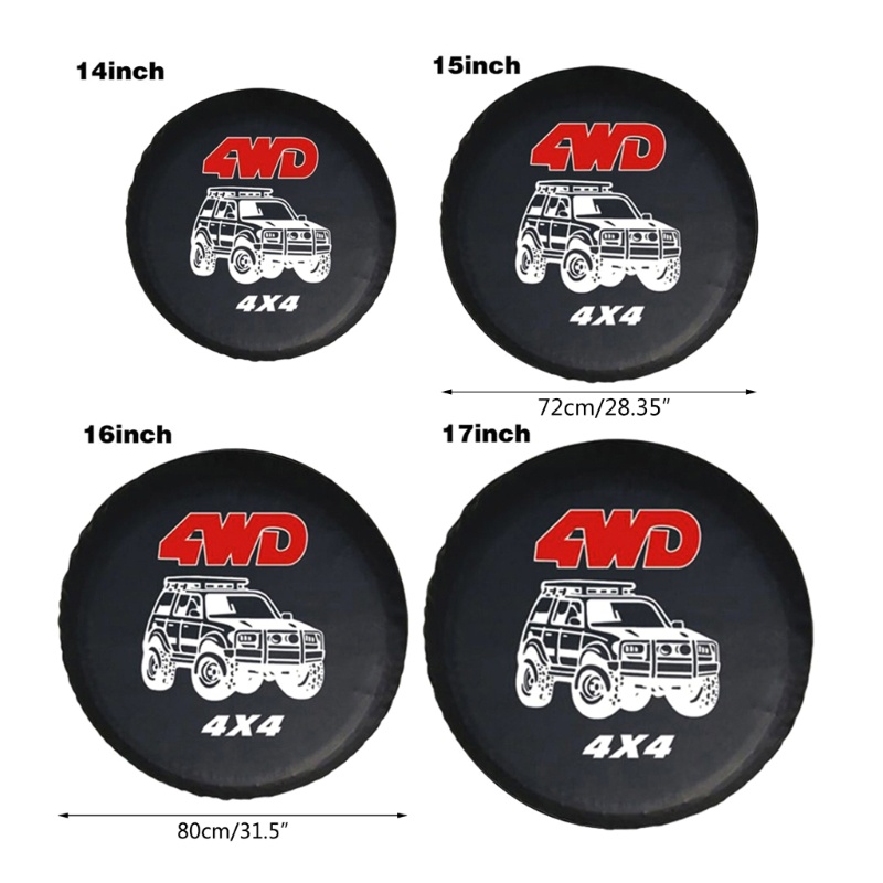 Túi Bọc Bảo Vệ Bánh Xe Dự Phòng 4WD 4x4 14 "15" 16 "17" Chống Bụi Thông Dụng