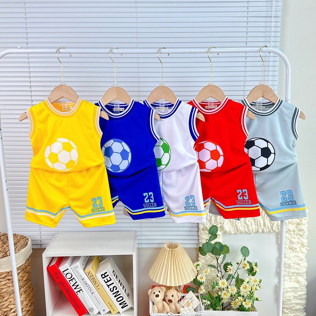 Bộ ba lỗ thể thao (8-24kg) quần 23 Áo quả ⚽️ cho bé