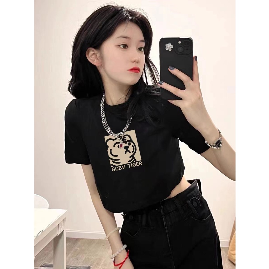 COZOK Áo Thun Ngắn Tay Dáng Ôm In Họa Tiết Thời Trang