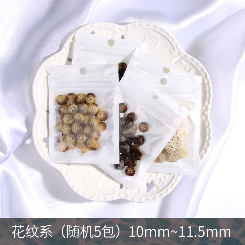 Túi 5 Túi / Gói 50 Nút Áo Tròn Bằng Nhựa Dùng Trang Trí Sổ Tay DIY