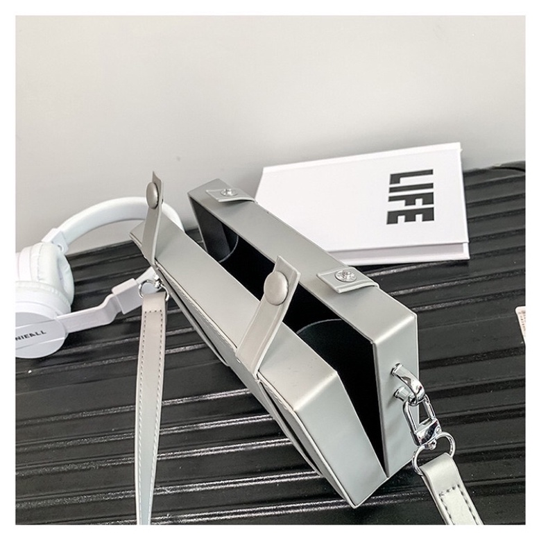 Túi đeo chéo Túi đeo vai da pu unisex thiết kế dạng hộp tinh tế thời trang