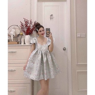 váy bbd hoa lụa gấm
